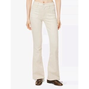 MOTHER Patch Pocket Weekender Flare Stretch Jeans Wacky Khaki 26 NWT
